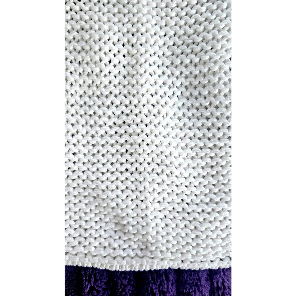 Vince Imported Organic Cotton Sweater White Cropped Open Knit Sz XS, New - Picture 4 of 7